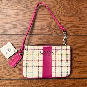 Coach Checkered Wristlet with Pink Highlights